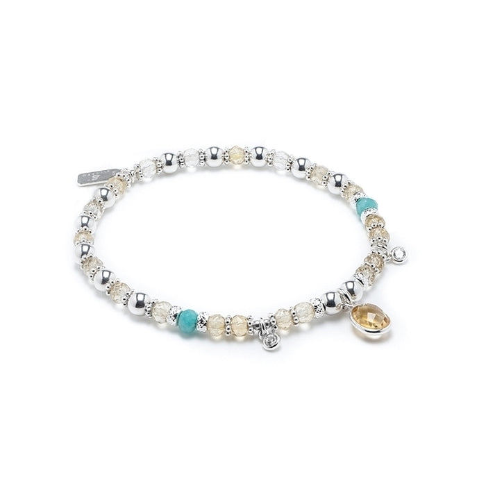 Luxury Citrine stacking bracelet with bright blue Amazonite gemstone