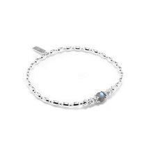 Load image into Gallery viewer, Gorgeous A grade Labradorite silver stacking bracelet with multicut silver beads