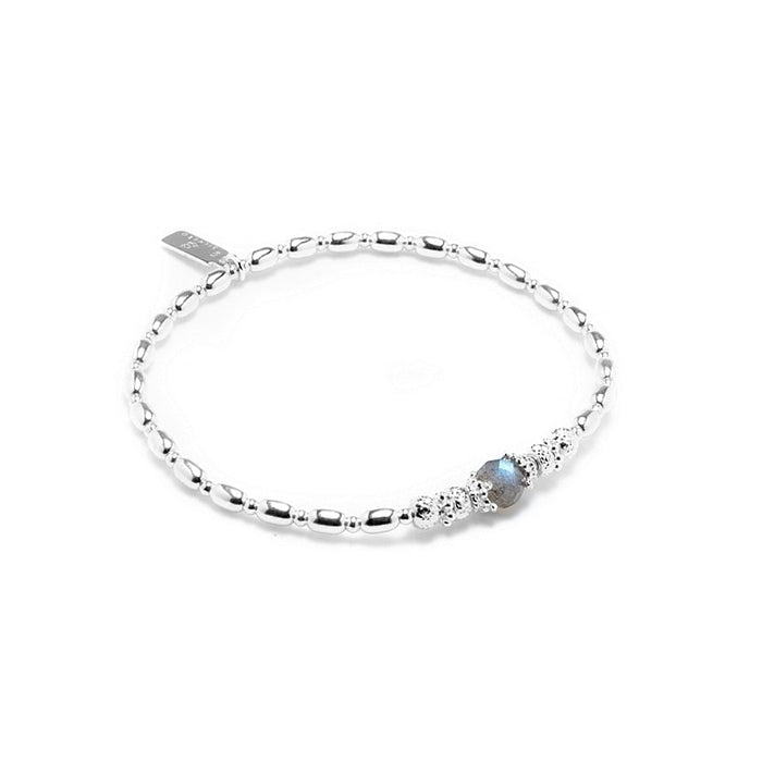 Gorgeous A grade Labradorite silver stacking bracelet with multicut silver beads