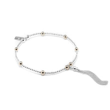 Load image into Gallery viewer, Delicate Tassel silver stacking bracelet with 14k gold filled beads