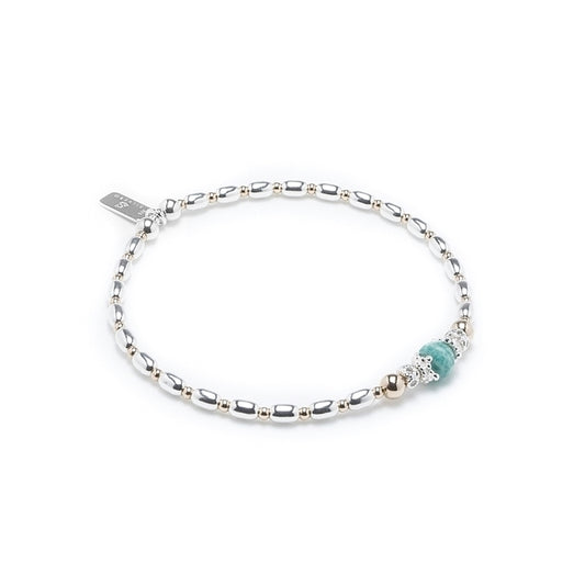 Elegant silver and 14k gold filled bracelet with 100% natural Amazonite gemstone