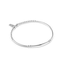 Load image into Gallery viewer, Minimalist tube sterling silver stacking bracelet with dazzling beads