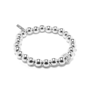 Chunky 925 sterling silver stacking bracelet with Cubic Zirconia stones