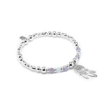 Load image into Gallery viewer, Romantic Dreamcatcher stacking bracelet with Aquamarine and Amethyst gemstone