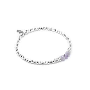 Elegantly feminine lavender Amethyst silver bracelet with multicut silver beads