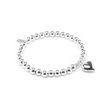 Load image into Gallery viewer, Chunky Heart silver stacking bracelet with multicut beads