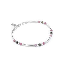 Load image into Gallery viewer, Minimalist silver stacking bracelet with 100% natural Tourmaline gemstone