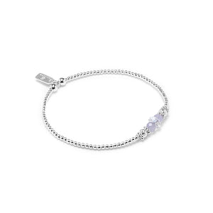 Delicate Amethyst silver stacking bracelet with rainbow AB glass bead