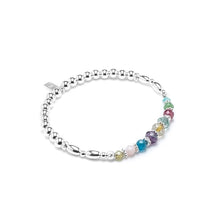 Load image into Gallery viewer, Colorful summer silver bracelet with Garnet, Tourmaline, Rutile Quartz, Fluorite and more
