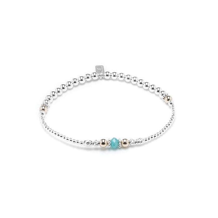 Ocean blue silver stacking bracelet with Peruvian Amazonite gemstone