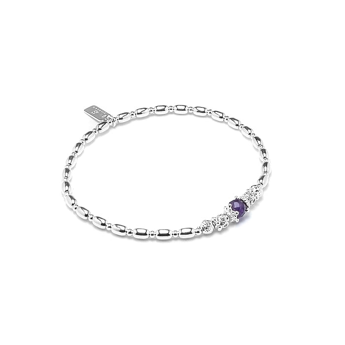 Gorgeous 925 sterling silver stretch stacking bracelet with AAA quality Amethyst gemstone