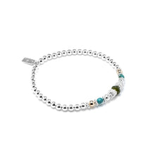 Load image into Gallery viewer, Oriental silver stacking bracelet with 14K gold filled beads and Turquoise gemstone