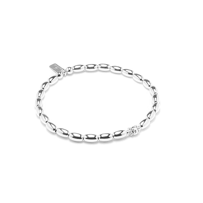 Elegant silver stacking bracelet with dazzling multicut silver bead