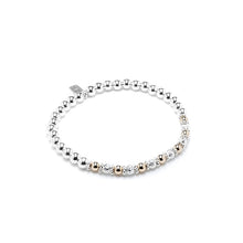 Load image into Gallery viewer, Dazzling silver and 14k gold filled stacking bracelet with multicut silver beads