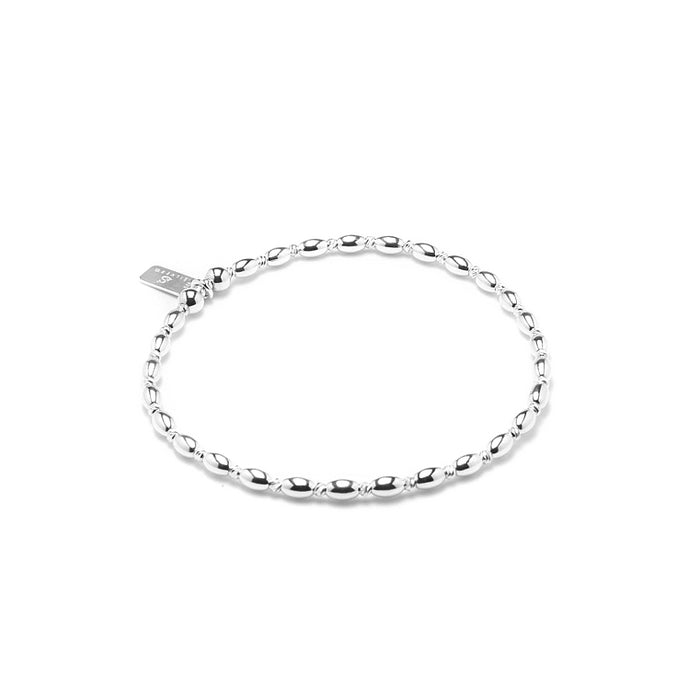 Minimalist sterling silver stacking bracelet with dazzling multicut beads
