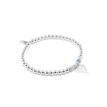 Load image into Gallery viewer, Romantic Heart silver stacking bracelet with Aquamarine gemstone