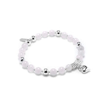 Load image into Gallery viewer, Romantic Rose Quartz gemstone silver bracelet with heart charm