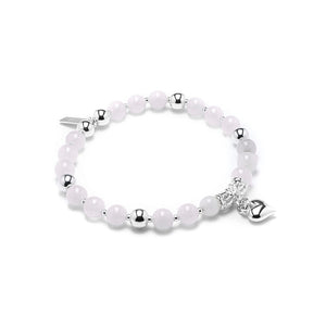 Romantic Rose Quartz gemstone silver bracelet with heart charm