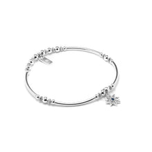 Load image into Gallery viewer, North star charm 925 sterling silver stacking bracelet with Cubic Zirconia stones