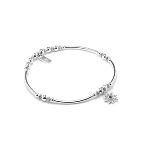 North star charm 925 sterling silver stacking bracelet with Cubic Zirconia stones