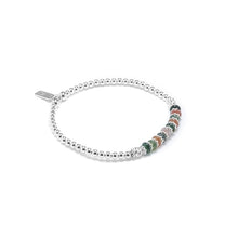 Load image into Gallery viewer, Natural Indian Agate silver stacking bracelet with multicut silver beads