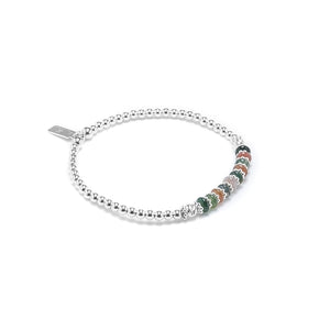 Natural Indian Agate silver stacking bracelet with multicut silver beads