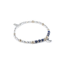 Load image into Gallery viewer, Magical Moon silver bracelet with Lapiz Lazuli and 14k gold filled beads