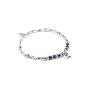 Magical Moon silver bracelet with Lapiz Lazuli and 14k gold filled beads