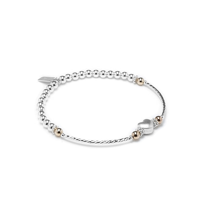 Summer Love silver stacking bracelet with matte Heart bead
