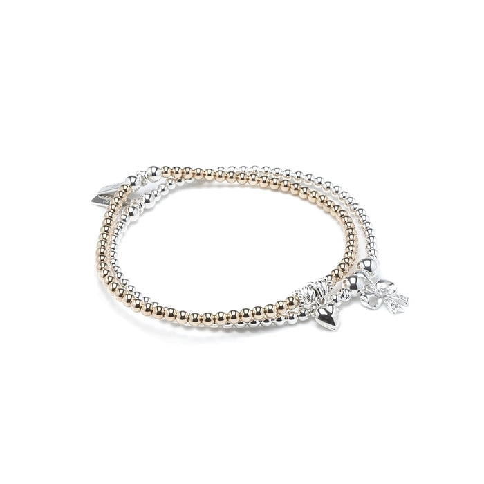 Precious Love sterling silver and 14k gold filled bracelet stack