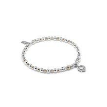 Load image into Gallery viewer, Dazzling silver and 14k gold filled bracelet with Cubic Zirconia heart charm