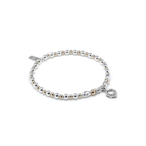 Dazzling silver and 14k gold filled bracelet with Cubic Zirconia heart charm