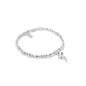 Magical Fairy silver stacking bracelet with Aquamarine gemstone
