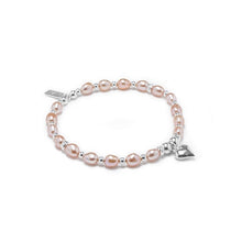 Load image into Gallery viewer, Peach AAA Freshwater pearl 925 sterling silver bracelet with Heart charm