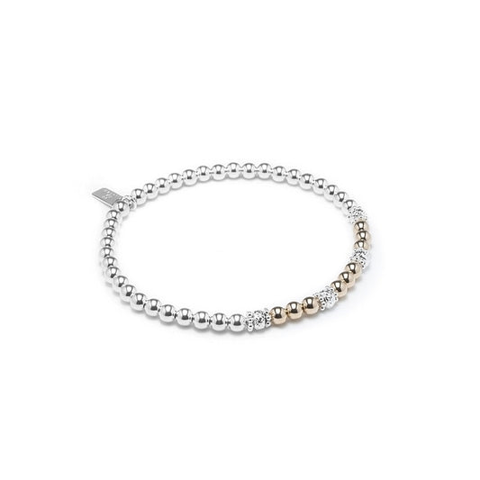 Delicate silver stacking bracelet with 14k gold filled beads