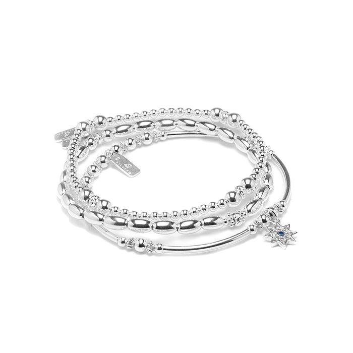Elegant North star bracelet stack with Cubic Zirconia stones