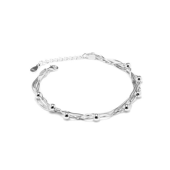 Wonderfully elegant 925 Sterling silver elegant multi-layered ball bracelet