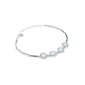 Luxury 925 sterling silver bracelet with white Opal stones and Cubic Zirconia - Rhodium plated