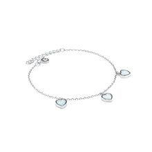 Load image into Gallery viewer, Adorable white Opal heart charms silver bracelet - Rhodium plated