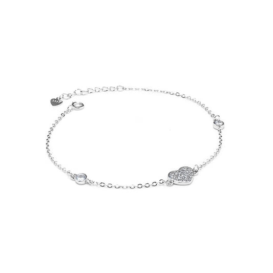 Adorable silver sparkling heart bracelet decorated with Cubic Zirconia stones - Rhodium plated