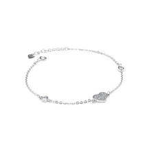 Load image into Gallery viewer, Adorable silver sparkling heart bracelet decorated with Cubic Zirconia stones - Rhodium plated