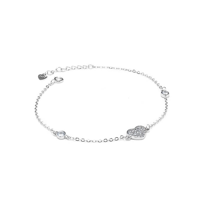 Adorable silver sparkling heart bracelet decorated with Cubic Zirconia stones - Rhodium plated