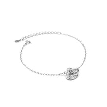 Load image into Gallery viewer, Romantic silver bracelet with Heart charm and Cubic Zirconia stones - Rhodium plated