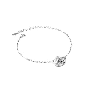 Romantic silver bracelet with Heart charm and Cubic Zirconia stones - Rhodium plated