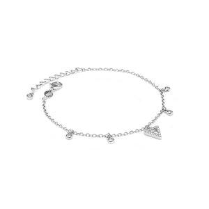 Elegant Triangle silver bracelet with Cubic Zirconia charms