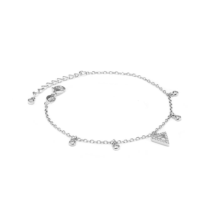 Elegant Triangle silver bracelet with Cubic Zirconia charms