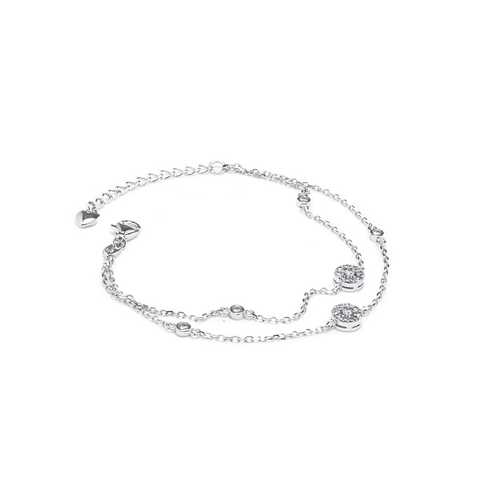 Luxury layered silver bracelet decorated with Cubic Zirconia stones - Rhodium plated