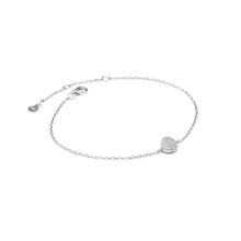 Load image into Gallery viewer, Minimalist sparkling silver bracelet decorated with Cubic Zirconia stones - Rhodium plated