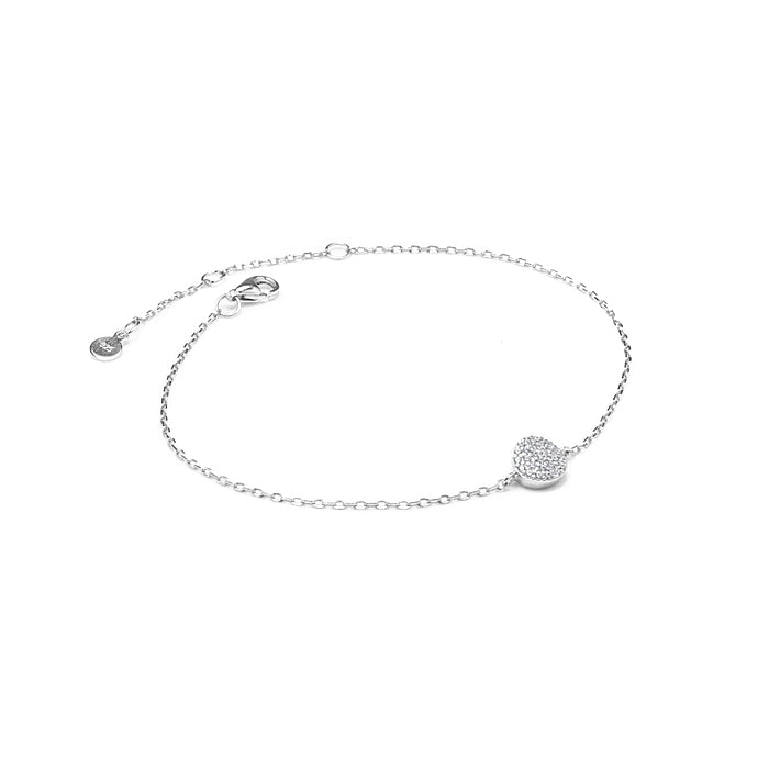 Minimalist sparkling silver bracelet decorated with Cubic Zirconia stones - Rhodium plated