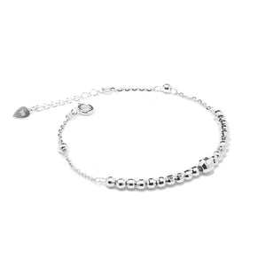 Sparkling 925 sterling silver faceted ball bracelet - adjustable